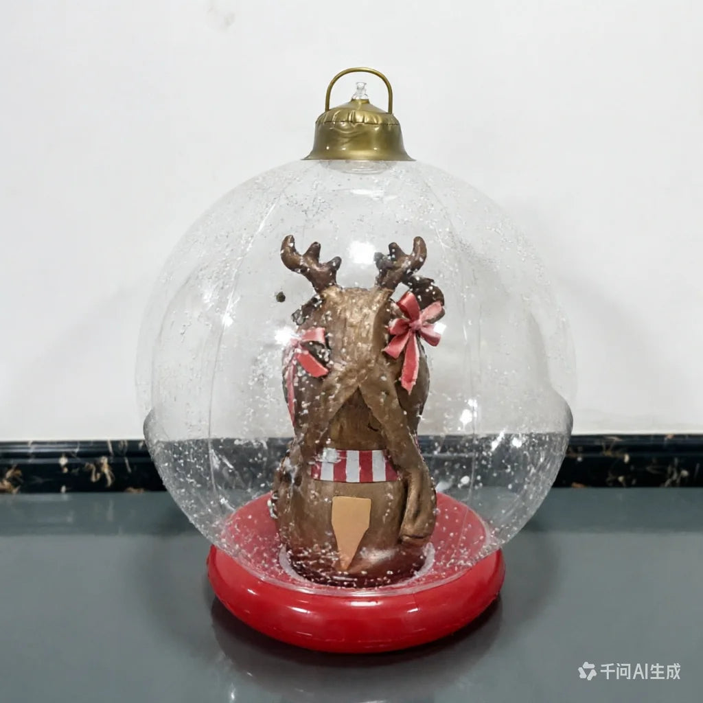 Globe gonflable transparent Noël avec renne mignon