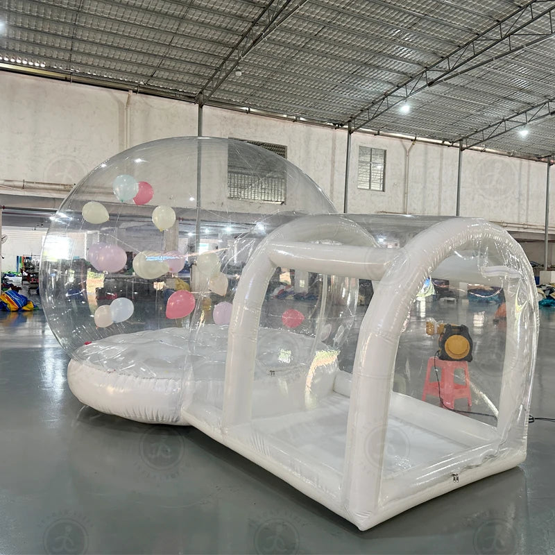 Vue intérieure de la bulle gonflable transparente décorée
