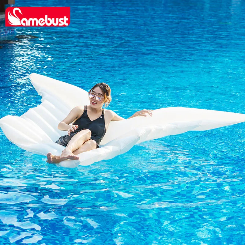 Bouée gonflable ailes d'ange blanches piscine