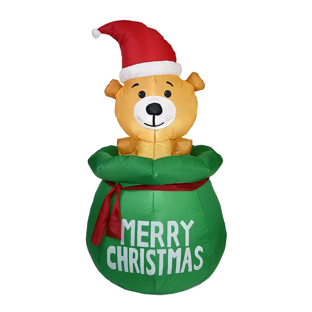 Ours gonflable Noël 150 cm rangé compact hors saison