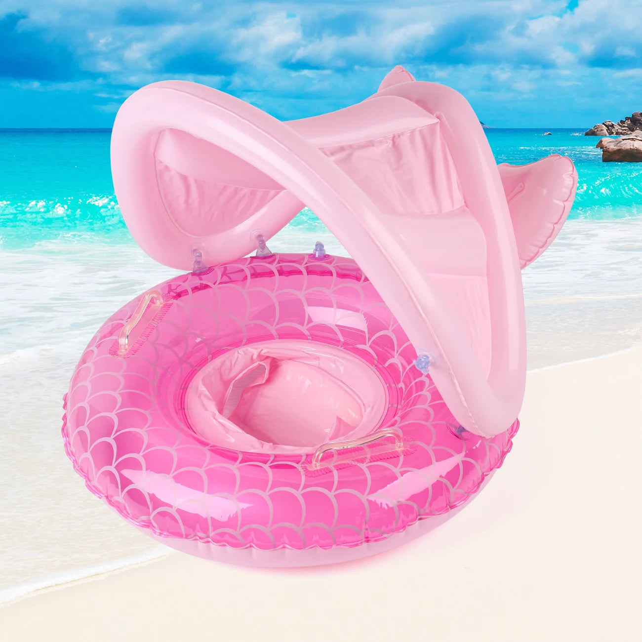 Flotteur gonflable auvent enfant 3-6 ans piscine été