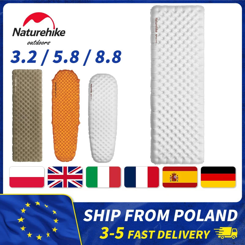 Matelas de camping gonflable ultraléger déployé sous tente
