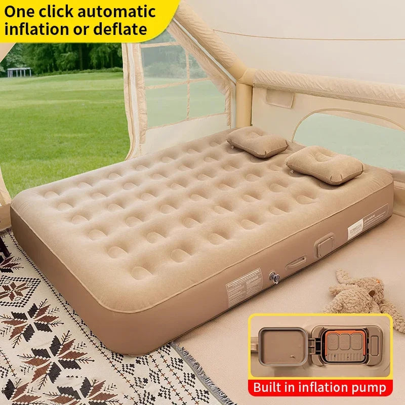 Matelas de camping gonflable auto-gonflant en PVC floqué