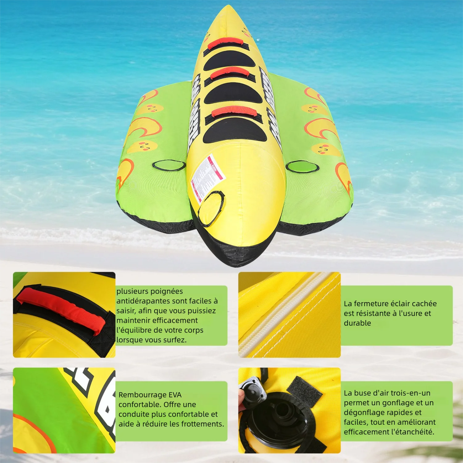 Bouée tractée gonflable banane prête à l'usage nautique