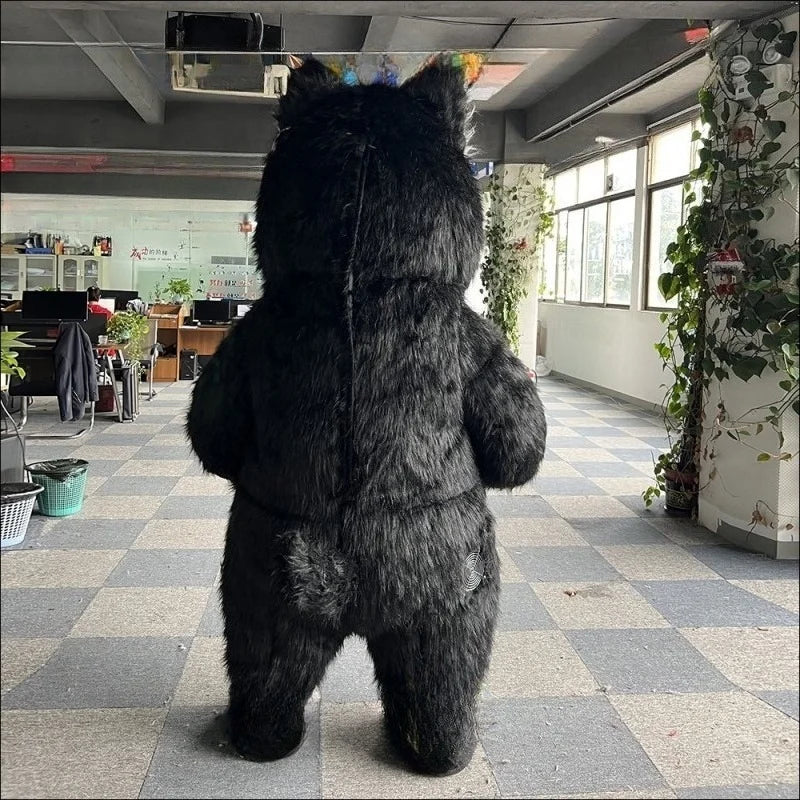 Costume gonflable chien Husky noir, vue de face
