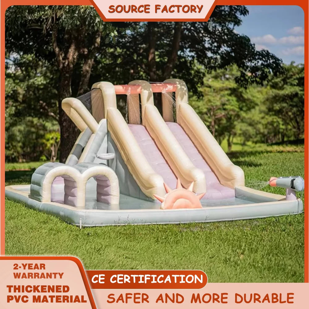 Château gonflable 5x5 m toboggan piscine aquatique enfants