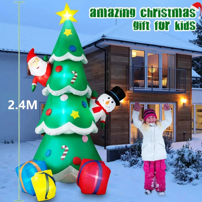Sapin gonflable noël vue détail LED intégrées tissu résistant