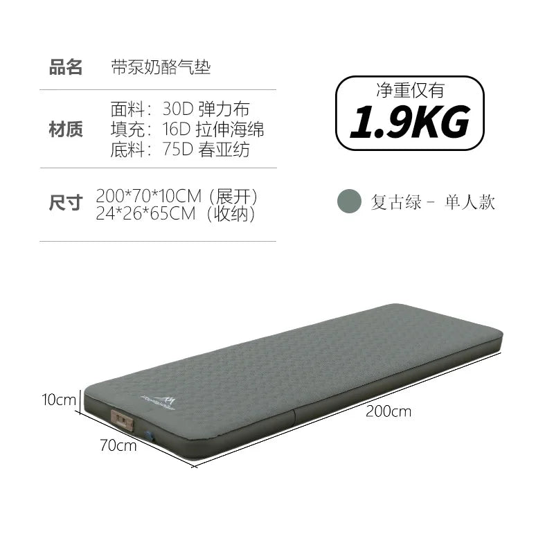 Vue d'ensemble du tapis de couchage gonflable kaki