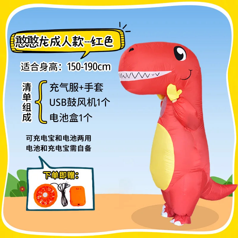 Vue de dos du costume gonflable dinosaure adulte