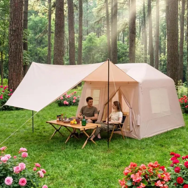 Tente gonflable cabine kaki vue d'ensemble