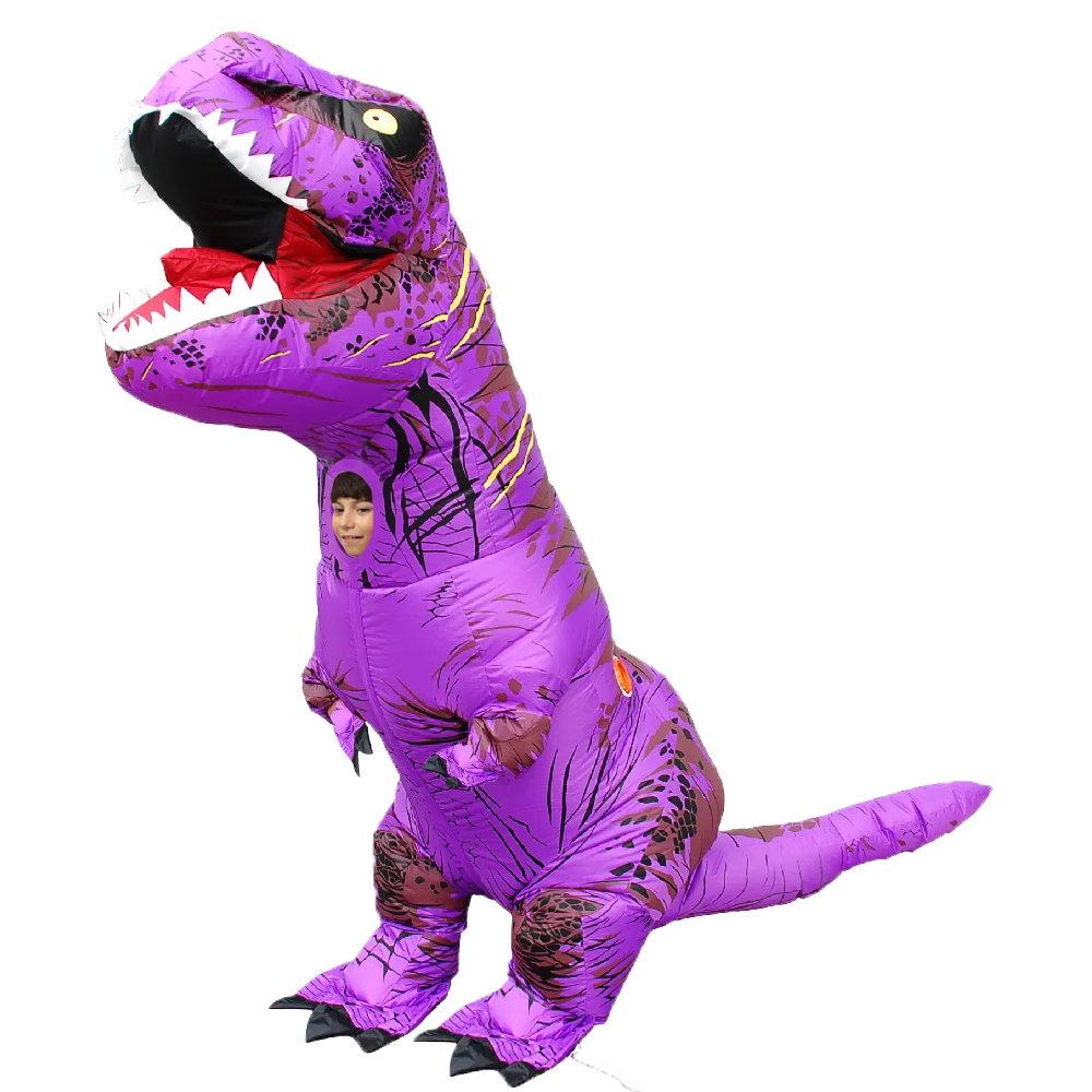 Déguisement gonflable dino mascotte bleu