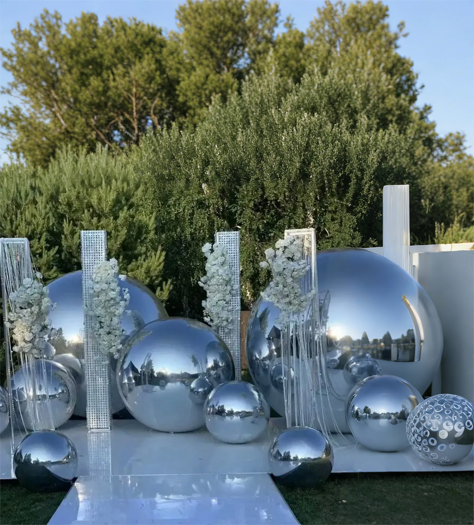 Boule miroir gonflable disco suspendue pour fête