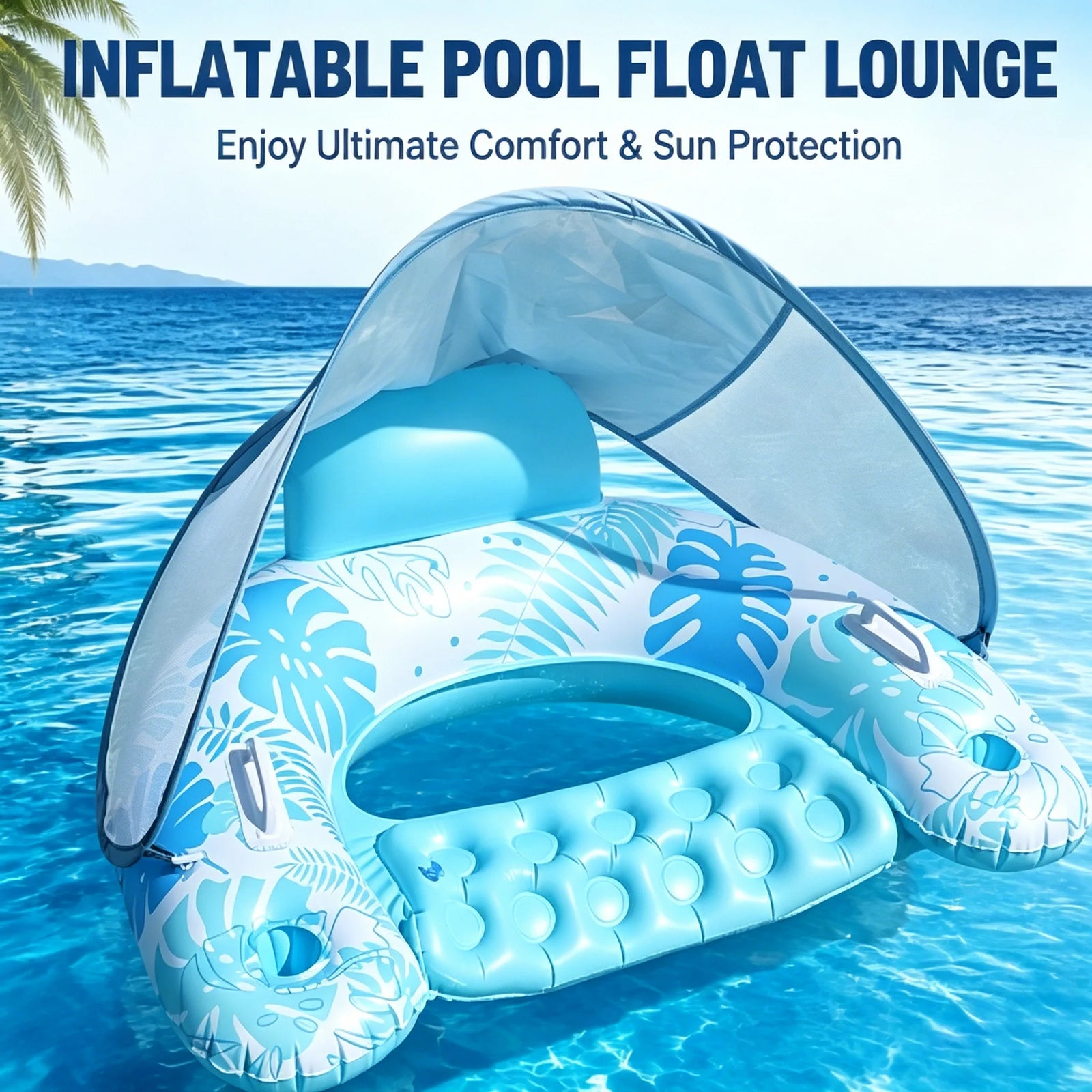 Bouée Gonflable Fauteuil Pare-Soleil vue d'ensemble