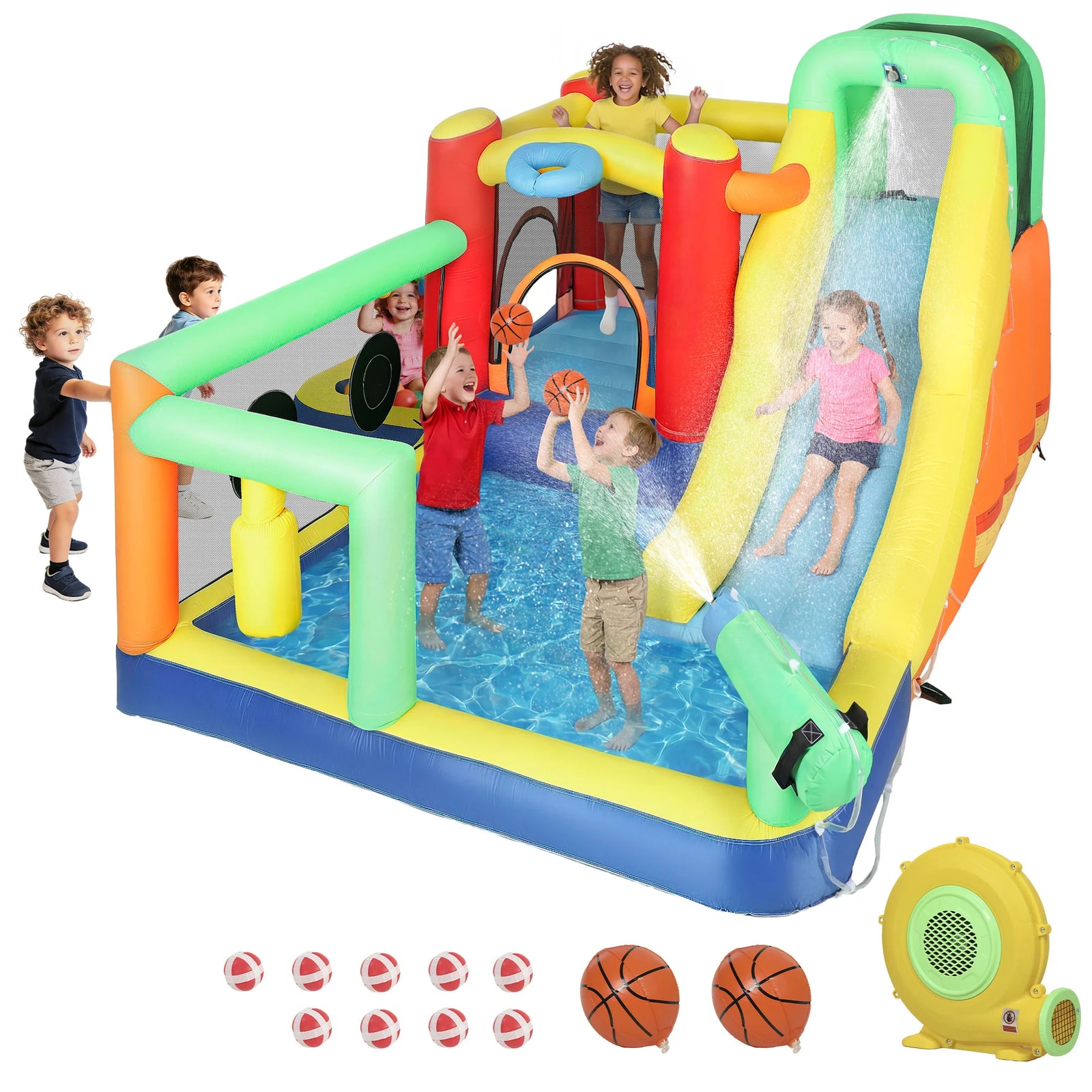 Château gonflable aquatique 9-en-1 vue d'ensemble