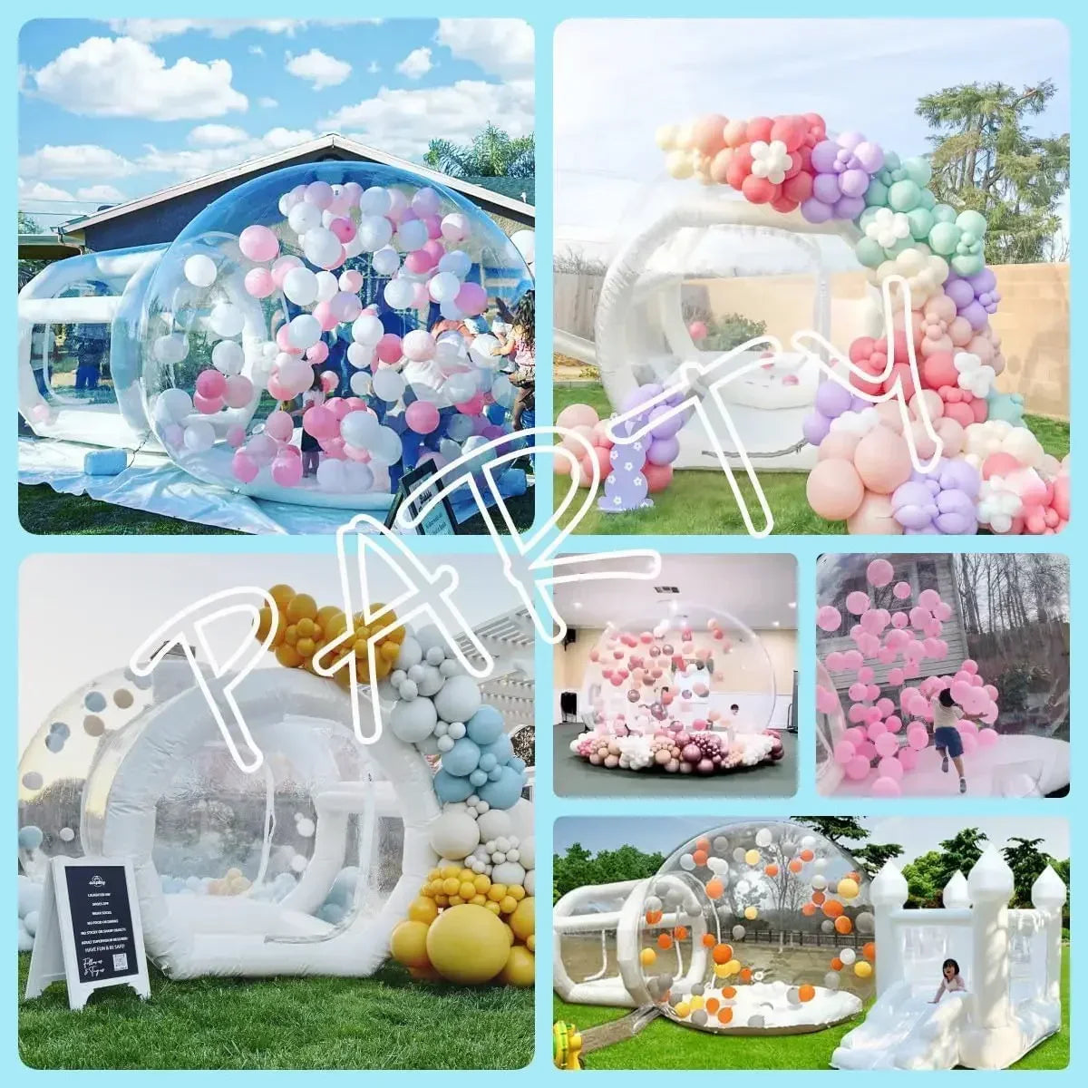 Enfants jouant à l'intérieur de la bulle gonflable transparente