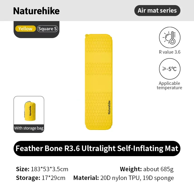 Matelas de camping gonflable auto-gonflant plié pour transport
