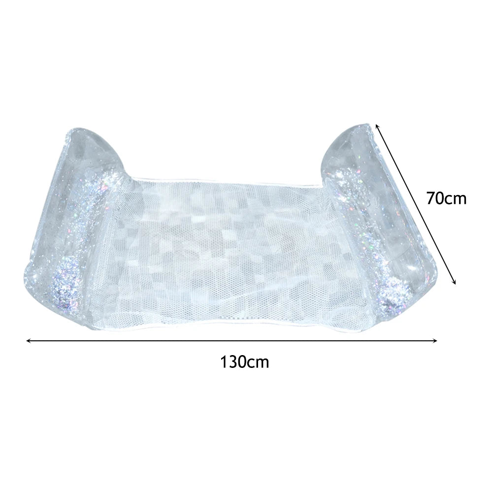 Bouée Gonflable Hamac Transparent Pailleté dimensions et structure