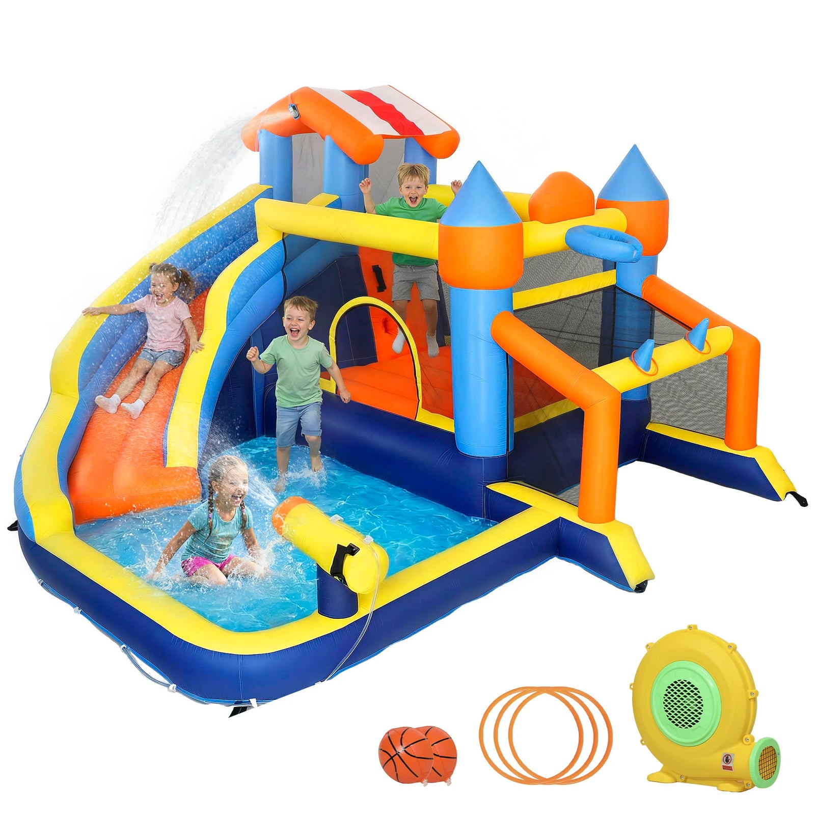 Château gonflable aquatique 8-en-1 vue d'ensemble