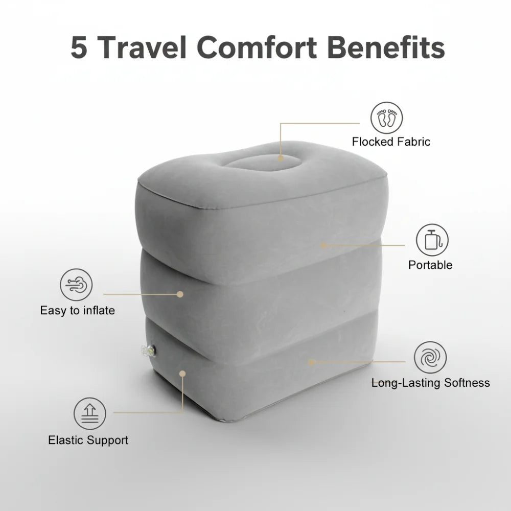 Repose-pieds gonflable plié pour rangement en sac de voyage