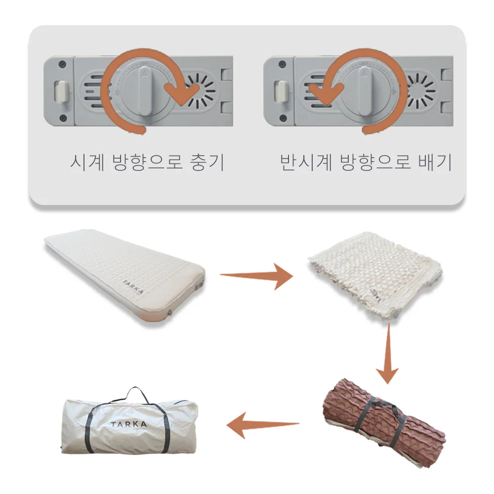 Matelas de camping gonflable plié pour le transport