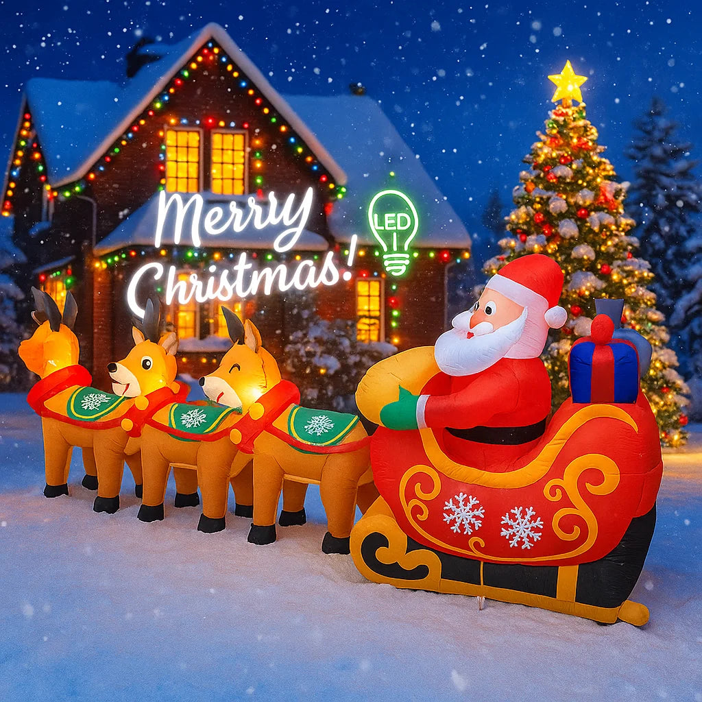 Détail de l'éclairage LED de la décoration Noël gonflable