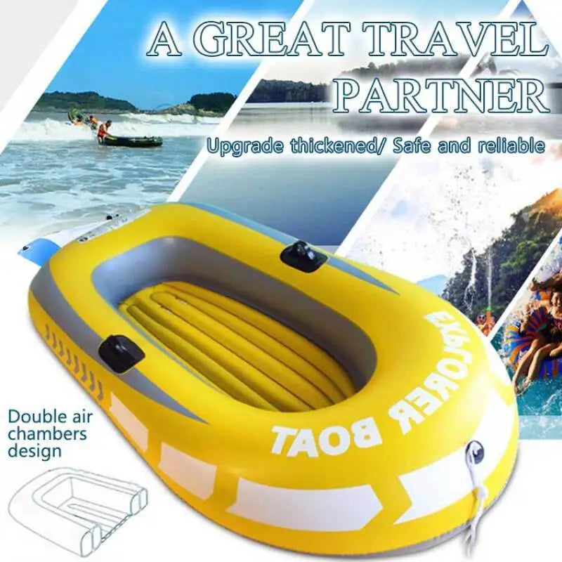 Bateau gonflable kayak rafting jaune sur l'eau