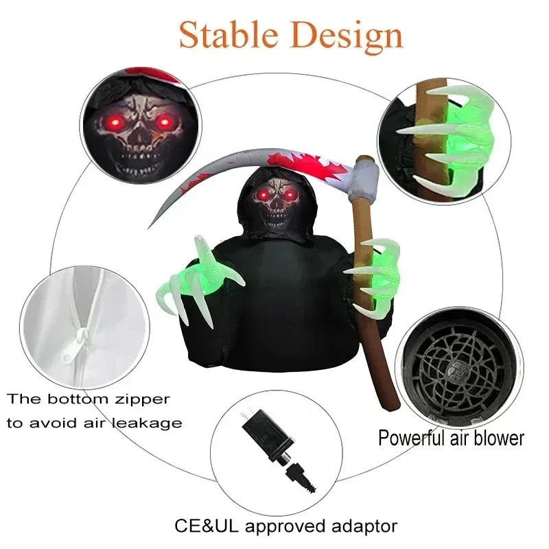 Décoration Halloween Gonflable Faucheuse LED 2 m