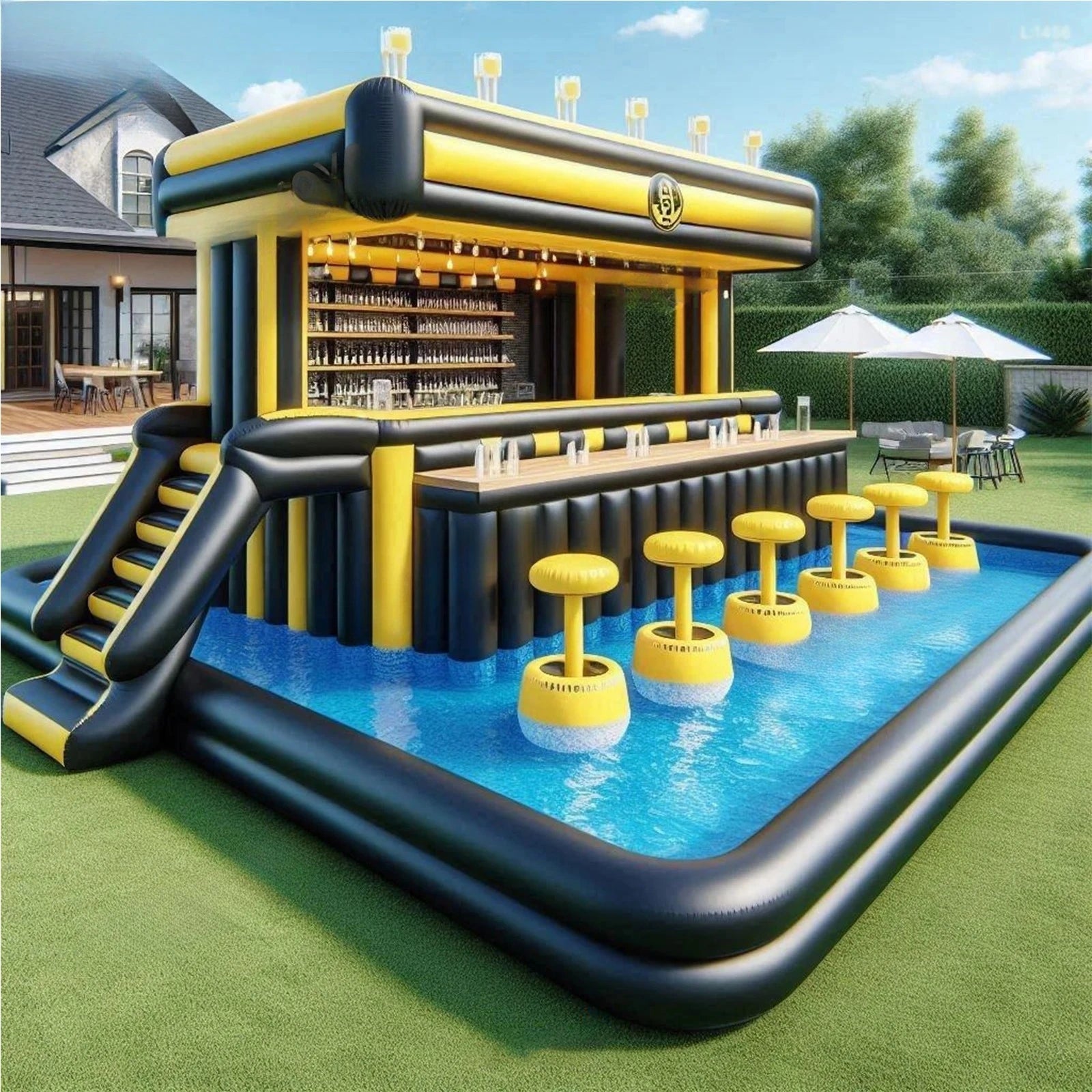 Bar gonflable piscine avec éclairage d'ambiance