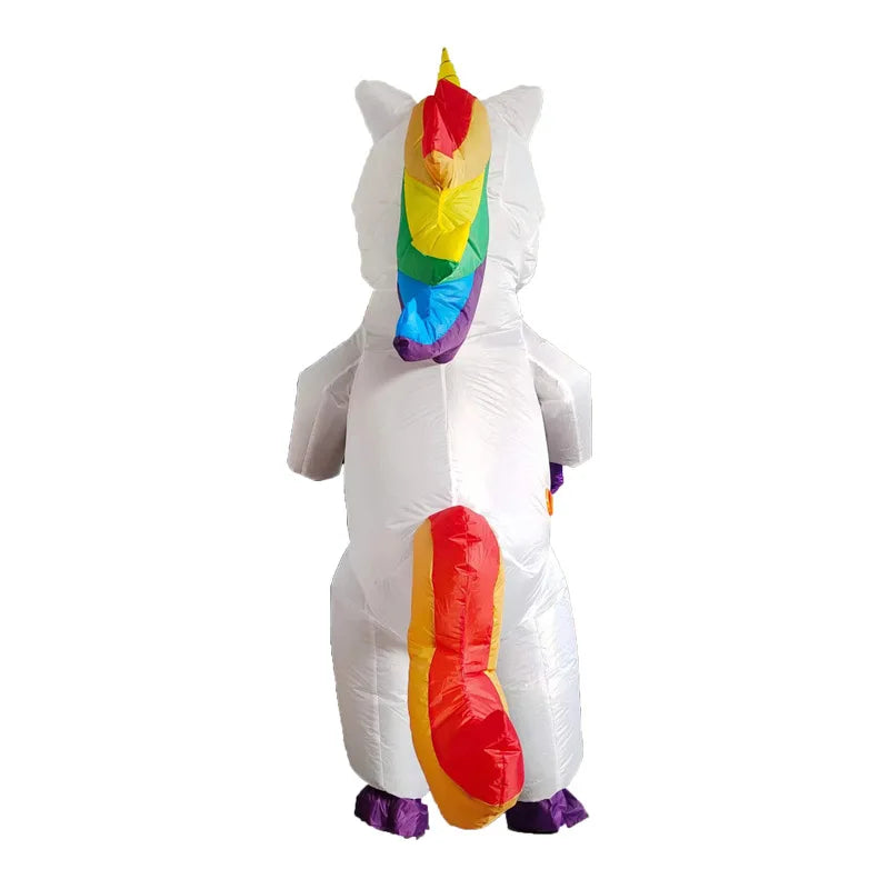 Déguisement gonflable licorne vue latérale