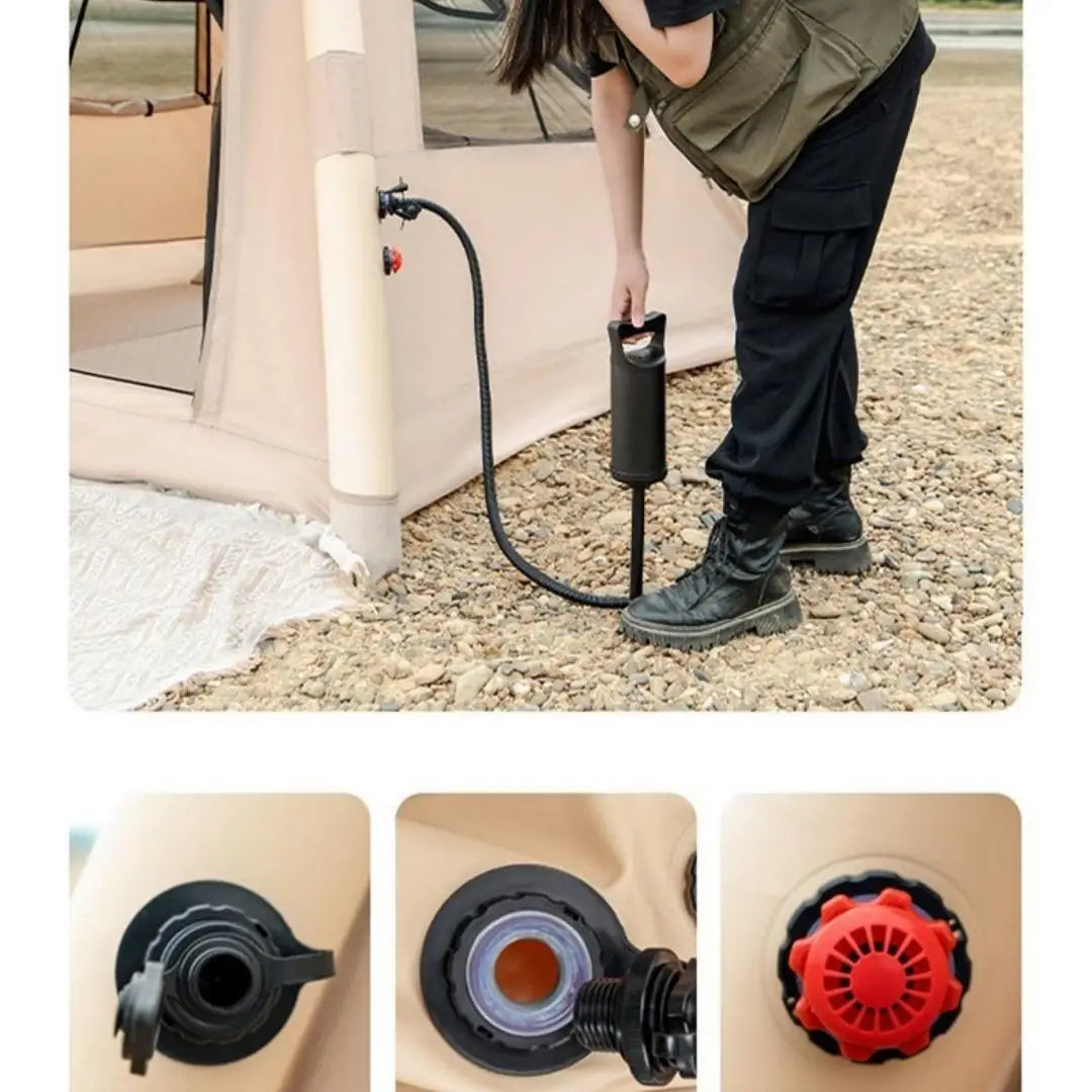 Tente gonflable familiale installée en camping