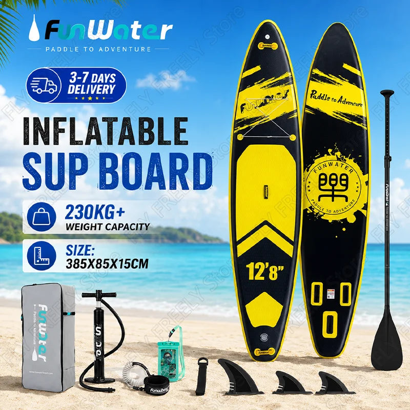 Stand up paddle gonflable 385 cm sur l'eau