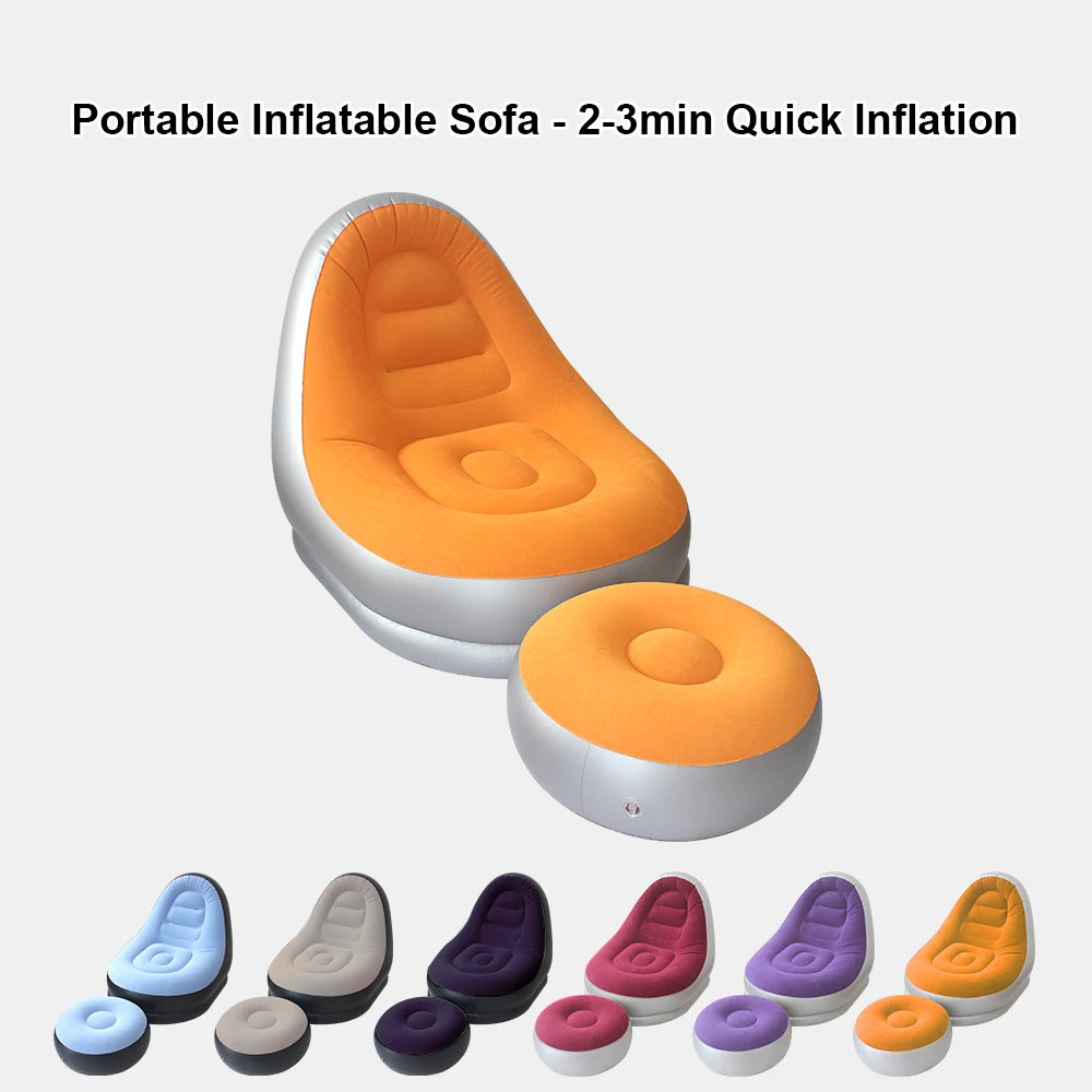 Canapé gonflable portable avec repose-pieds jardin
