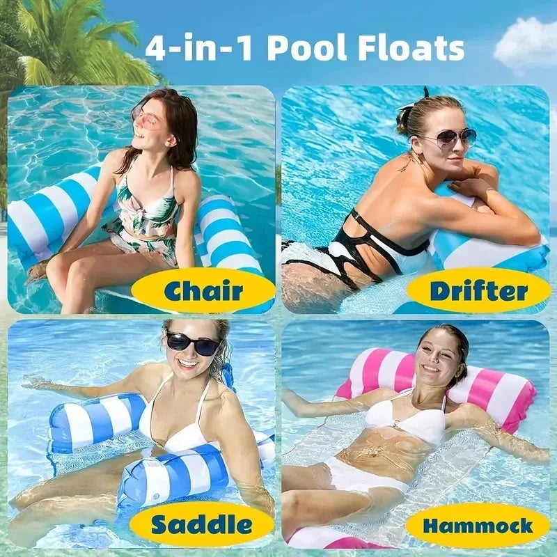 Matelas flottant gonflable vert rayé piscine