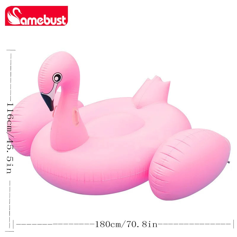Flotteur flamant rose gonflable vue de profil