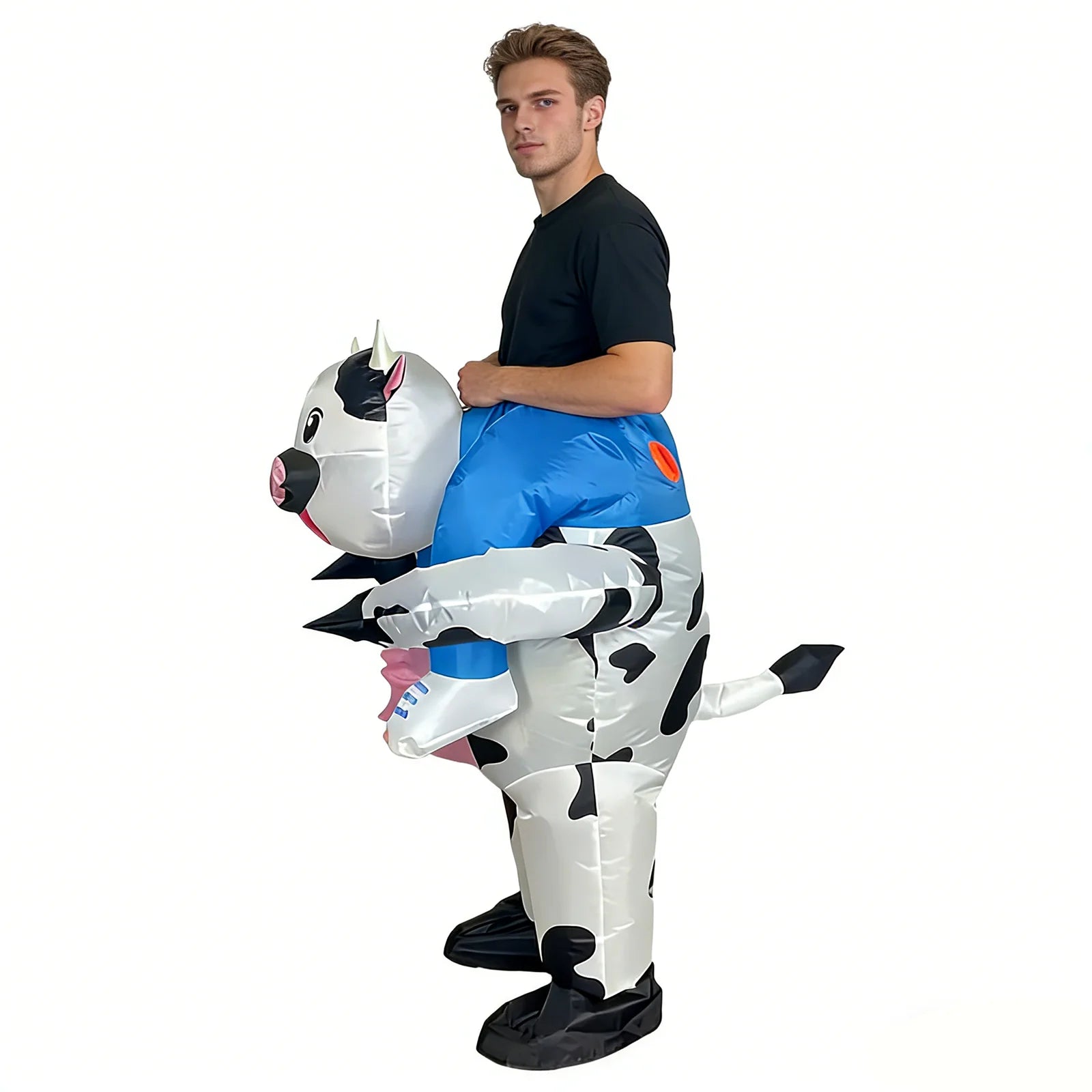 Costume gonflable vache effet cavalier spectacle de rue