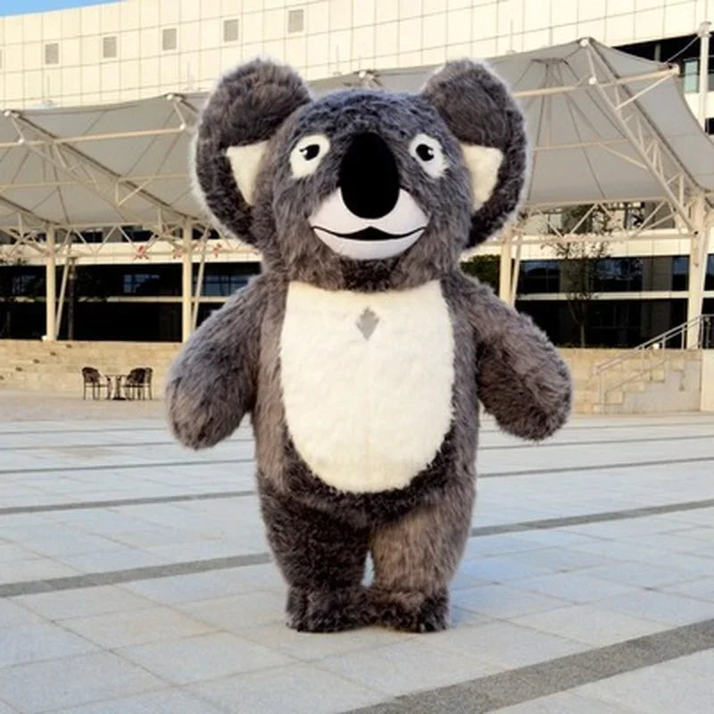 Costume gonflable koala peluche gris vue de face