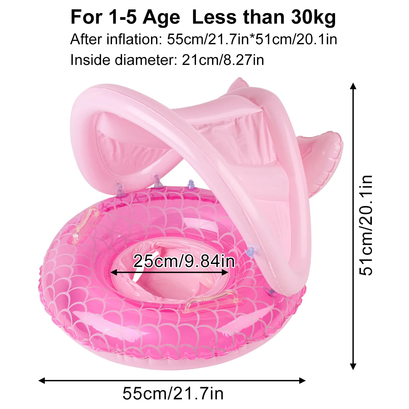 Bouée gonflable canopy rose piscine plage enfant