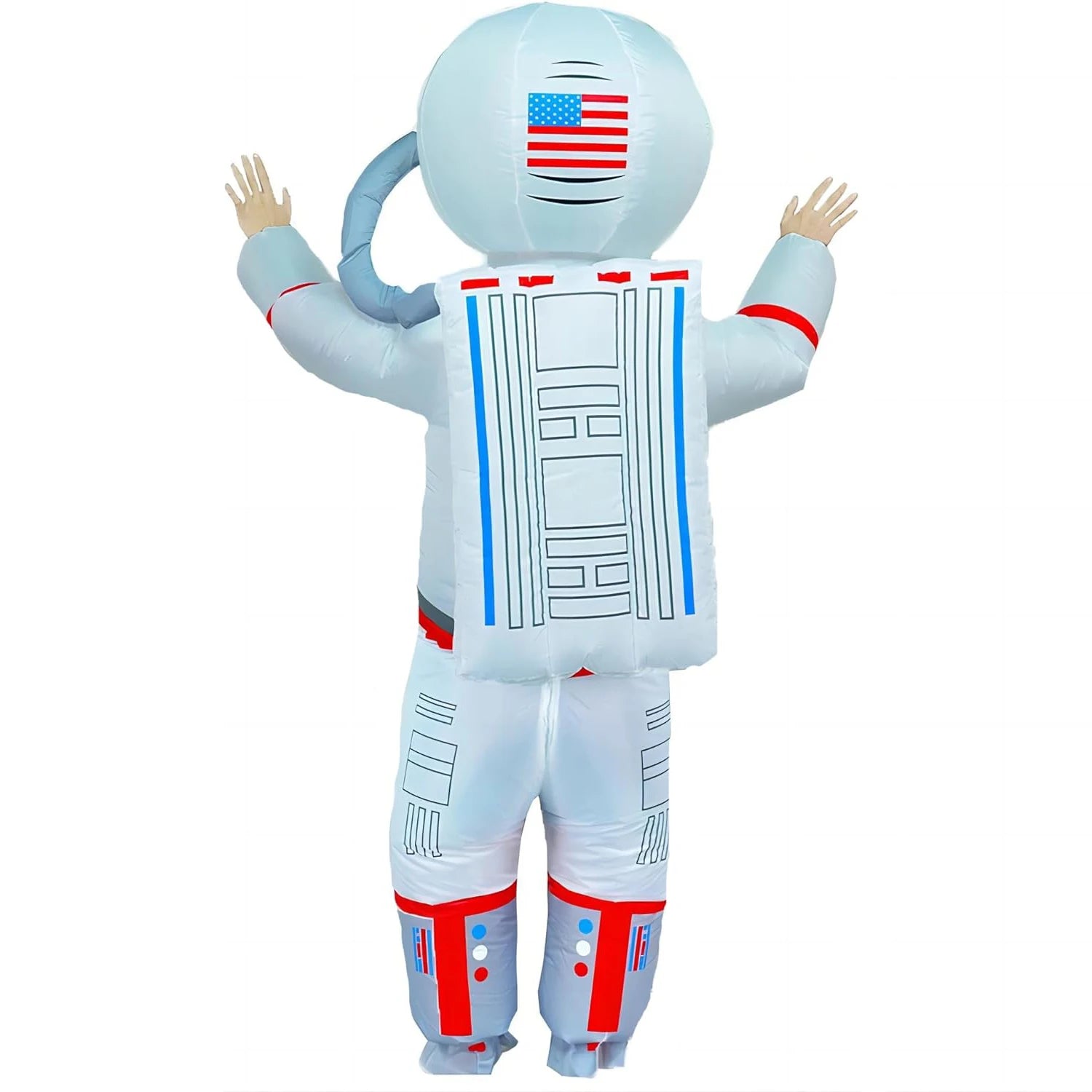 Costume astronaute gonflable porté par un adulte lors d'une fête