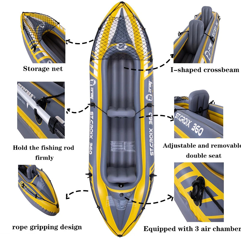 Bateau Gonflable Kayak 2 Places Renforcé - accessoires inclus