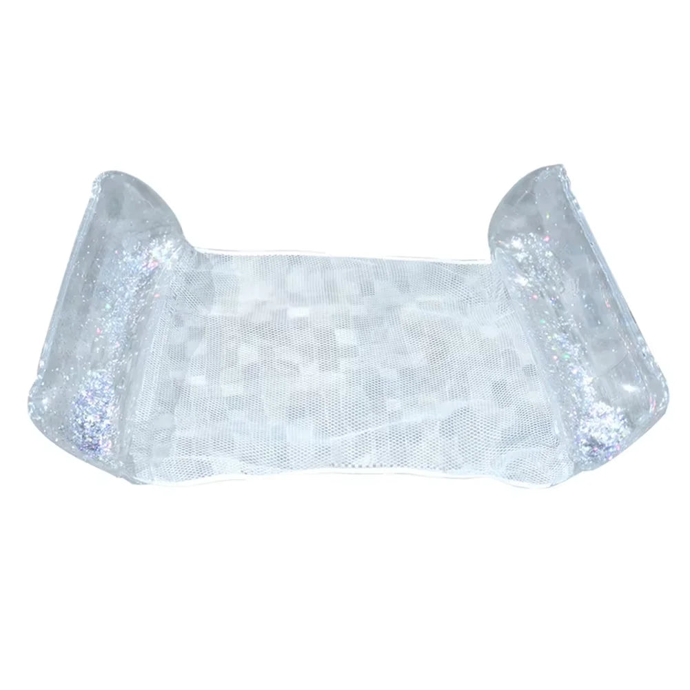 Bouée Gonflable Hamac Transparent Pailleté en situation extérieure