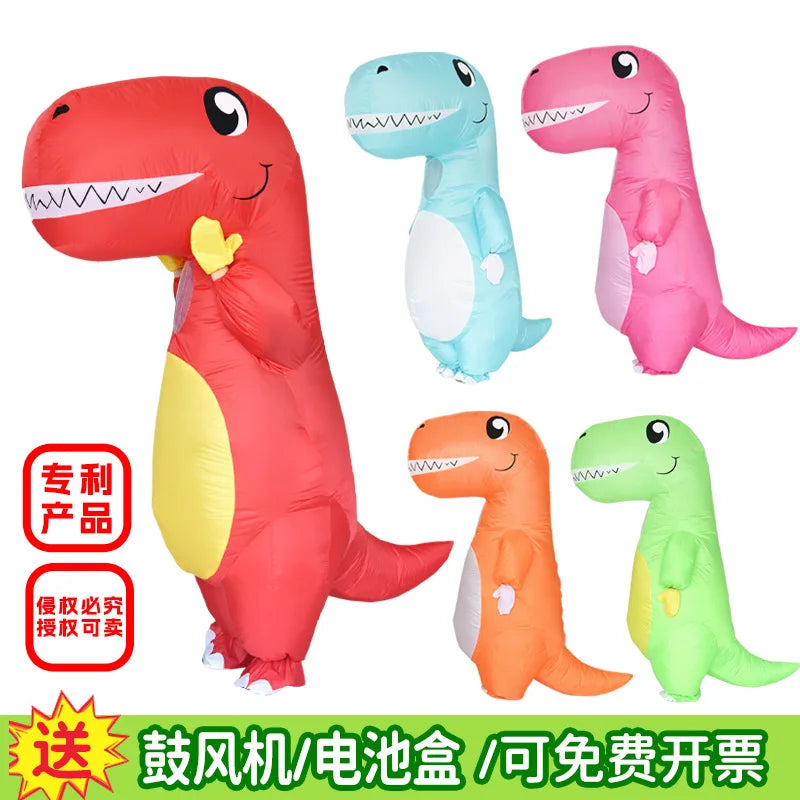 Costume gonflable dinosaure adulte vert porté pour Halloween