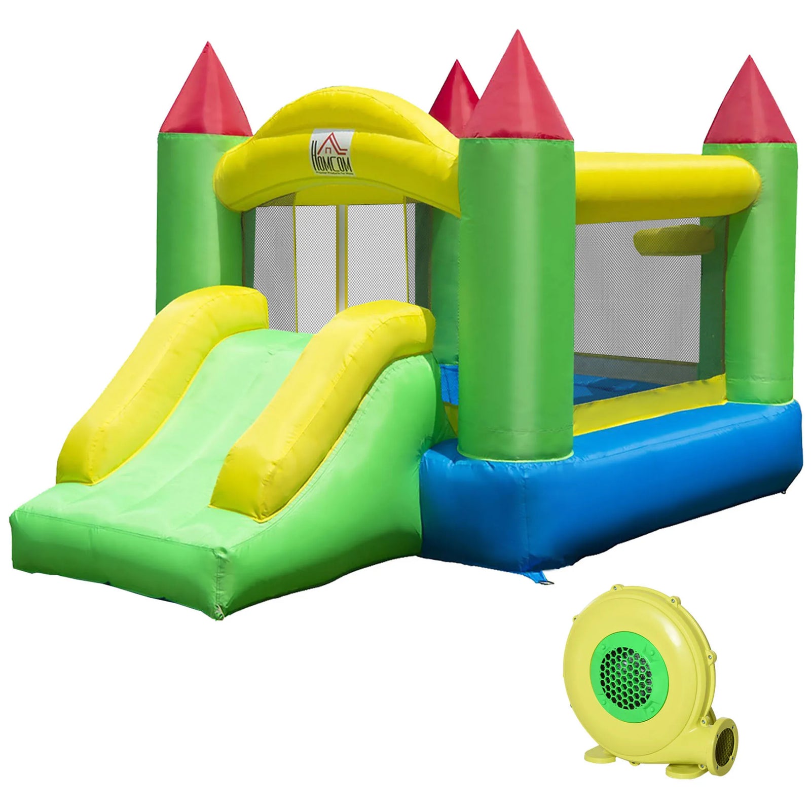Château gonflable vert avec toboggan en tissu Oxford 420D pour enfants