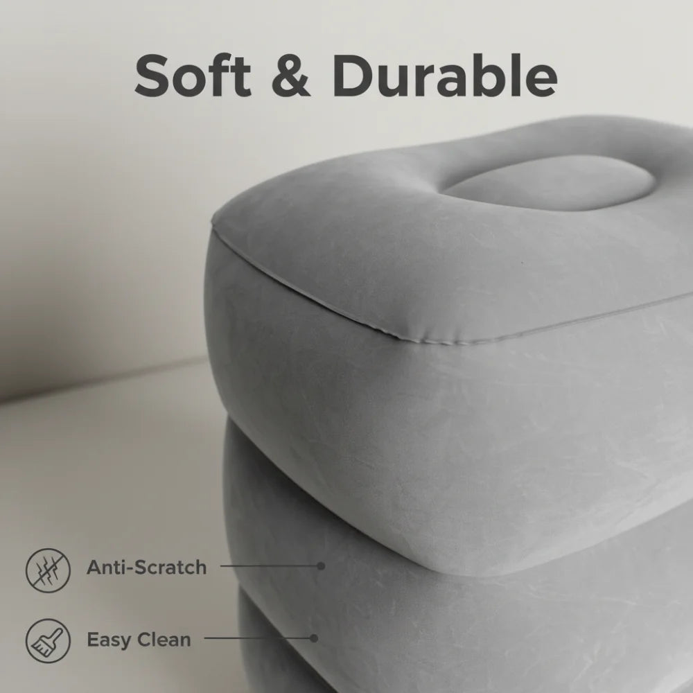 Repose-pieds gonflable tricouche dans un avion confort voyage