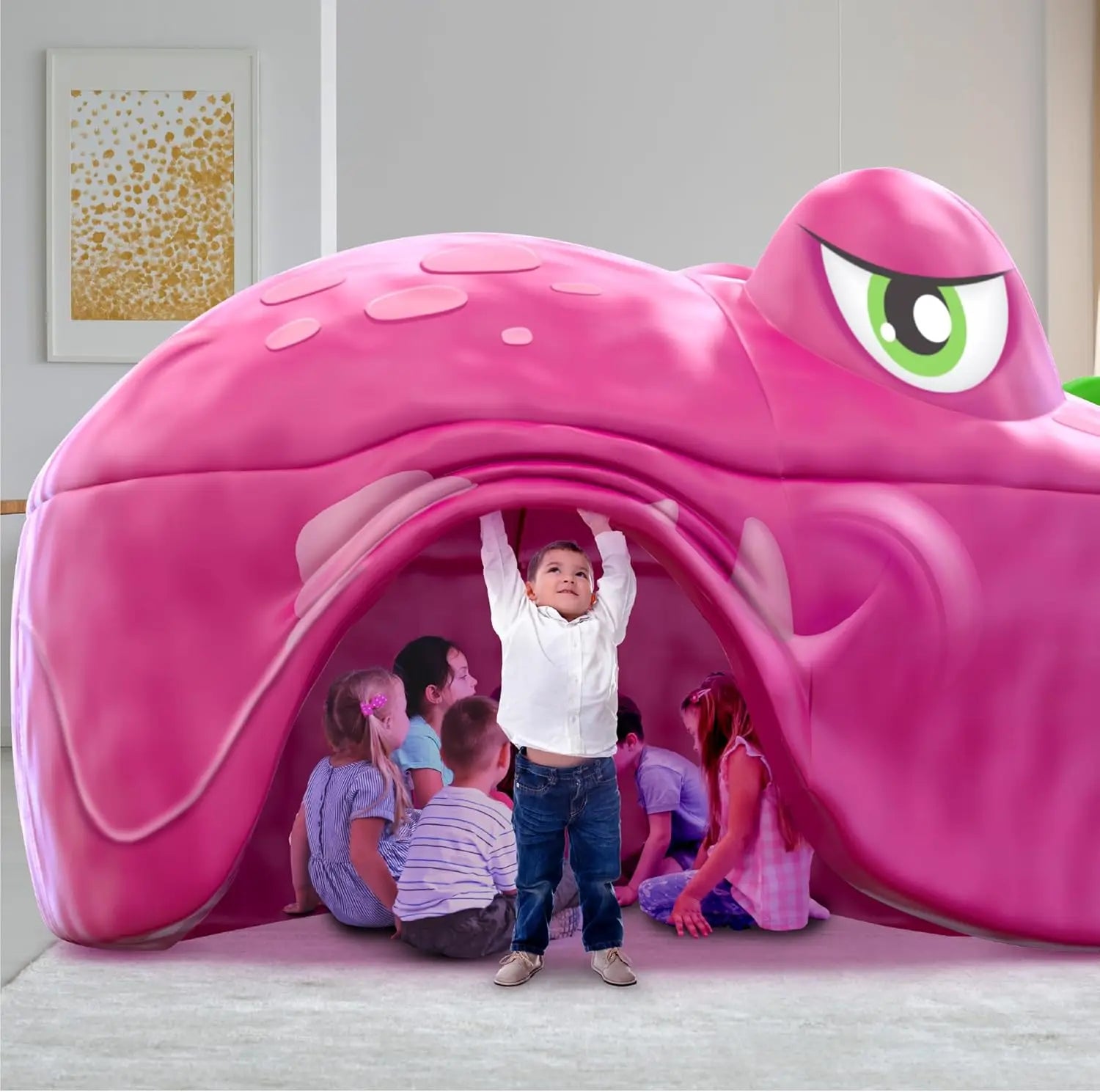 Château gonflable blanc thème licorne pour enfant