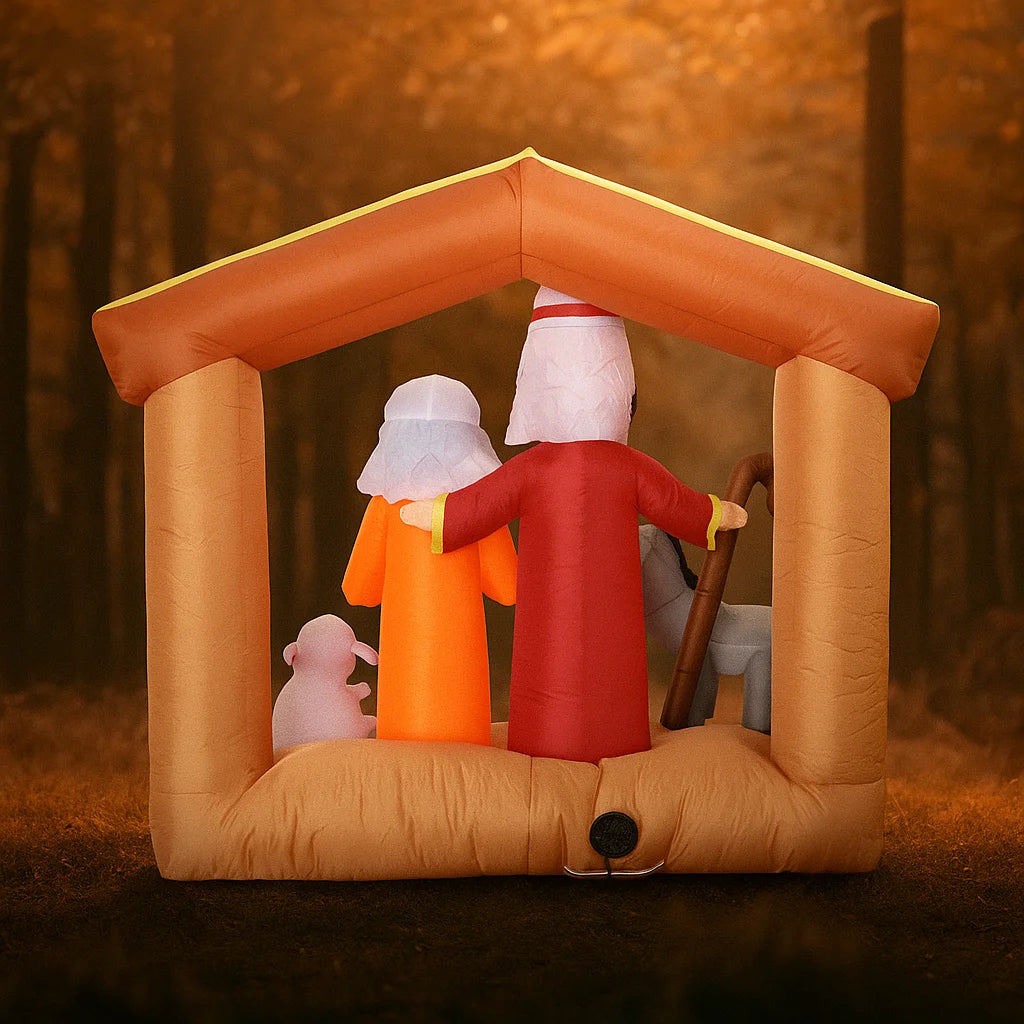 Décoration Noël gonflable sainte famille crèche LED extérieur