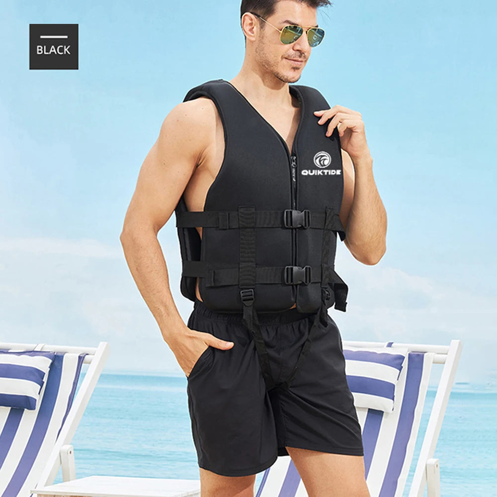 Détail du néoprène du gilet de flottaison multisport