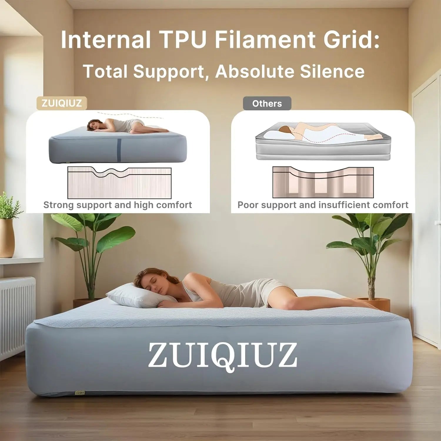 Matelas gonflable TPU replié pour le transport