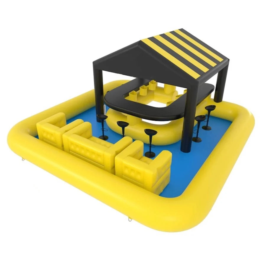 Bar gonflable piscine en situation exterieure