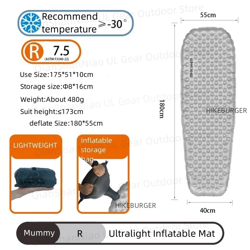 Tapis de couchage gonflable en situation de bivouac