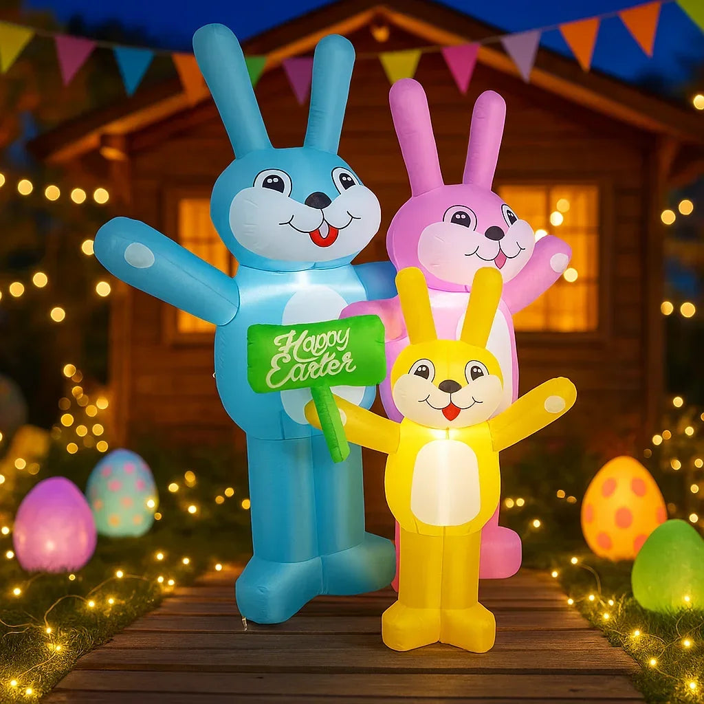 Lapins gonflables Pâques LED jardin prise EU 180cm